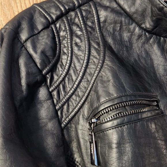 Faux Black Leather Jacket - Picture 8 of 11